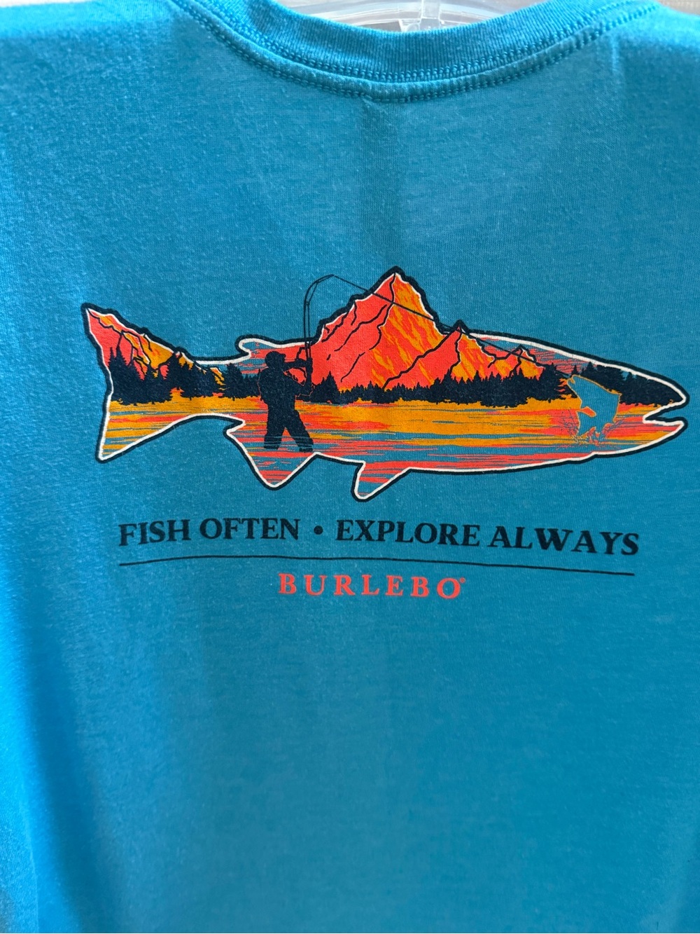 BURLEBO Kid’s Short-Sleeve Crewneck Tee in Turquoise Blue - Picture 4 of 5